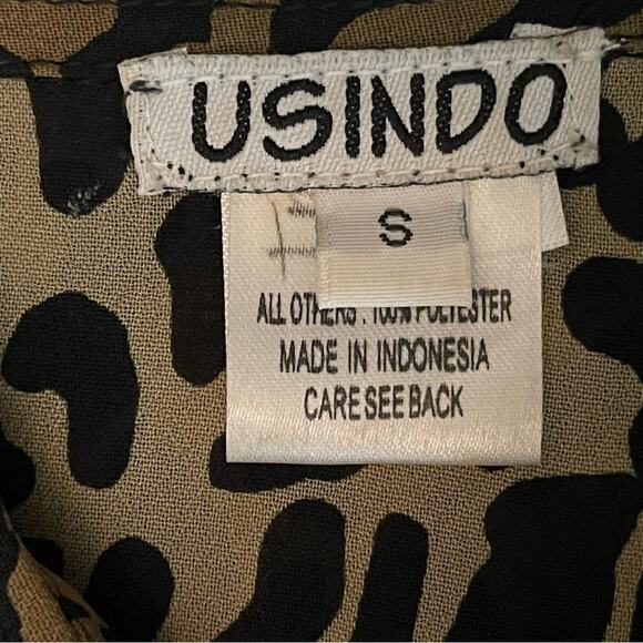 Usindo Sheer Sequined Animal Print Boho Artist Shirt Dress Vintage Size S - Picture 10 of 13